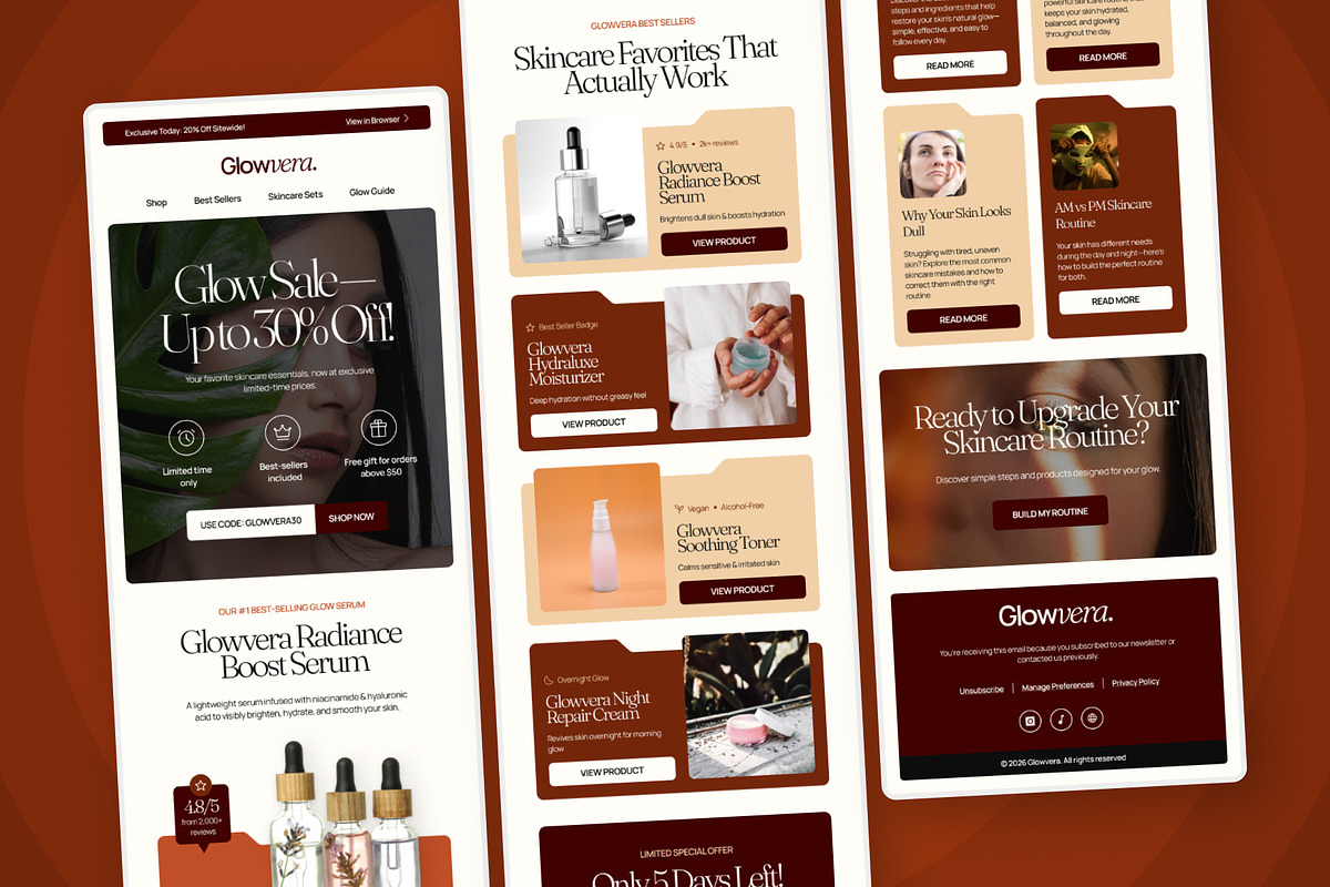 Glowvera - Skincare Promo Email News, an UI Kit Template by productype1 (Photo 5 of 5)
