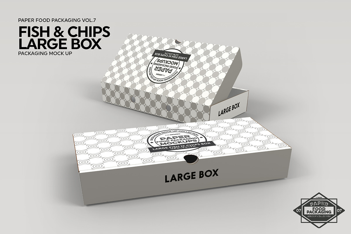 Large Fish and Chips Box Mockup, a Packaging Mockup by INCDesign (Photo 3 of 6)