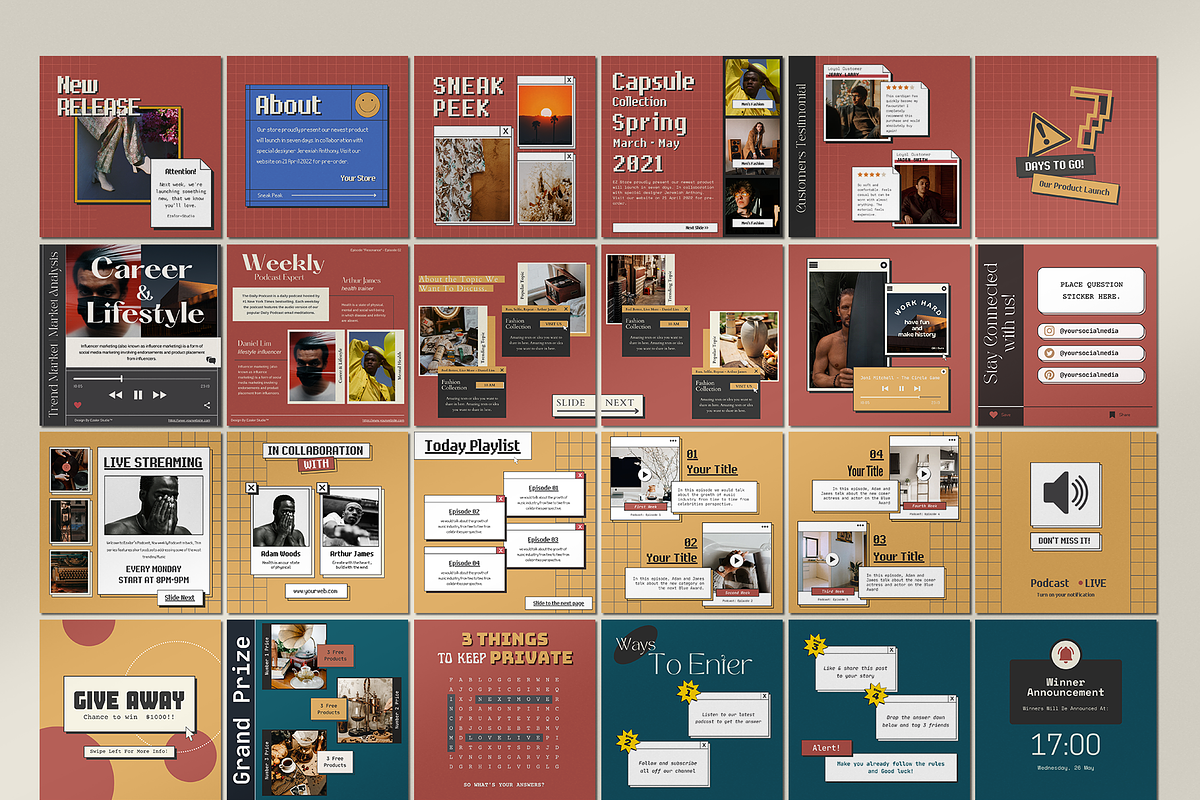 Instagram Carousel Retro CANVA, a Social Media Template by Analogi Studio (Photo 12 of 25)