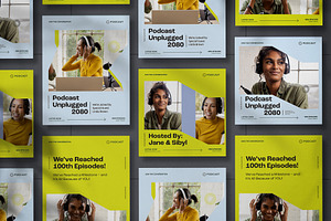 Yellow & Grey Podcast Social Media, a Templates & Theme by wavebreak
