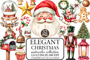 Watercolor Elegant Christmas Clipart, an Illustration by Libby Wishes (Thumbnail 1 of 7)