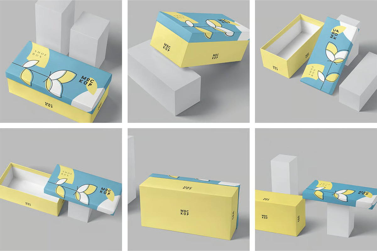 Wide Rectangular Shoes Box Mockup, a Packaging Mockup by megostudi0 (Photo 1 of 8)