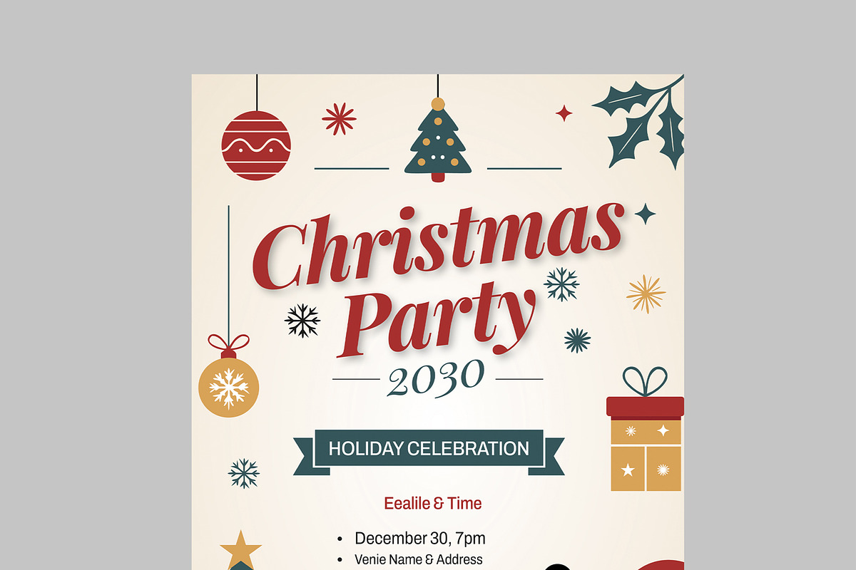 Christmas Party Flyer Template, a Flyer Template by MightyDesign (Photo 4 of 8)