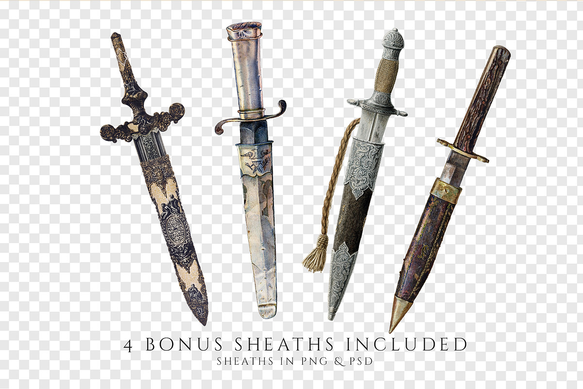 Vintage Daggers Clipart Illustration, an Illustration by Secret Helper (Photo 7 of 8)
