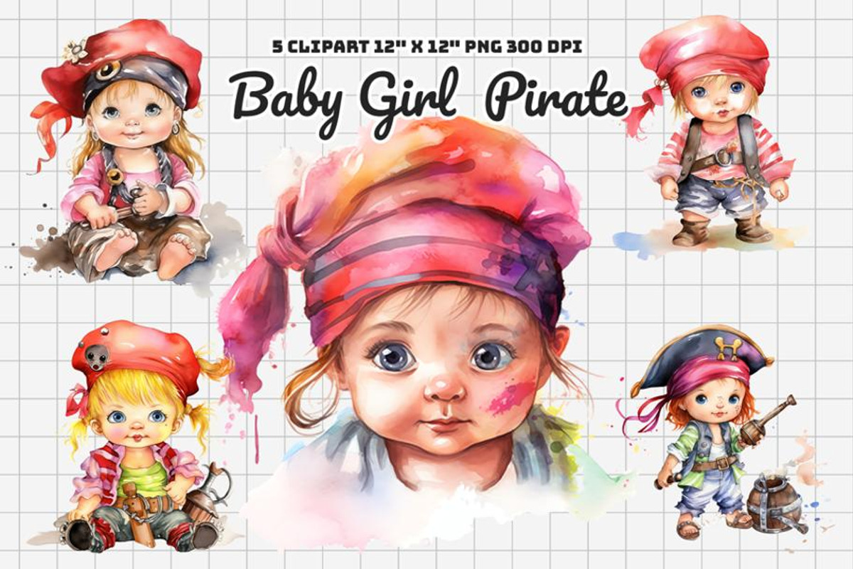 Baby Girl  Pirate Watercolor, an Illustration by Gemstone (Photo 1 of 6)