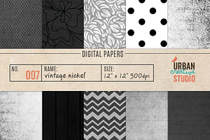 Vintage Nickel Digital Papers