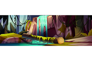 Mystical forest bridge - fallen log, an Illustration by art PVP - market