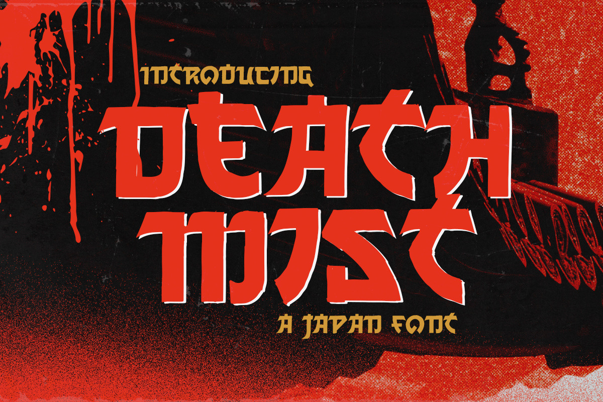 Death Mist Japanese Horror Font, a Sans Serif Font by Letterhend Studio (Photo 1 of 9)