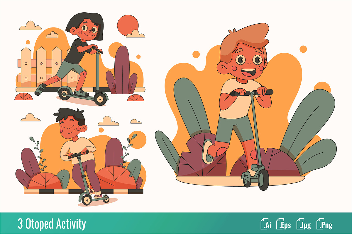 Otoped Activity - Flat Illustration, a Transportation Illustration by SlideFactory