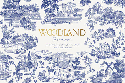 Woodland. Toile inspired. B&W, a Decorative Illustration by olga.korneeva
