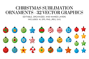 32 Christmas Vector Ornaments, a Seasonal Illustration by Raafeya's Crafts (Thumbnail 1 of 4)