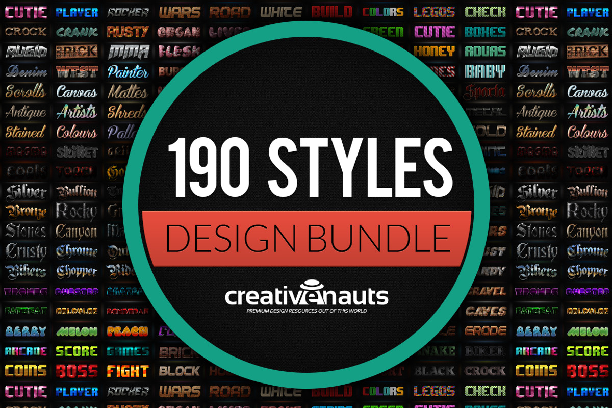 190 Text Effects for Photoshop, a Layer Style Add-On by Creativenauts (Photo 1 of 5)