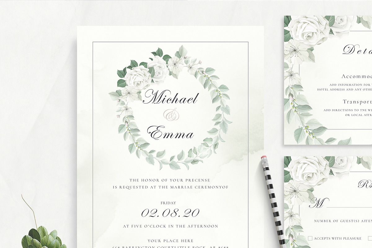 Wedding Invitation Suite, an Invitation Template by CreativeZoom (Photo 1 of 3)