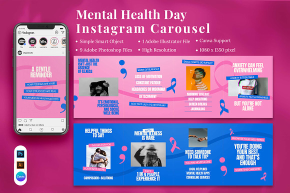 Mental Health Day Instagram Carousel preview 6