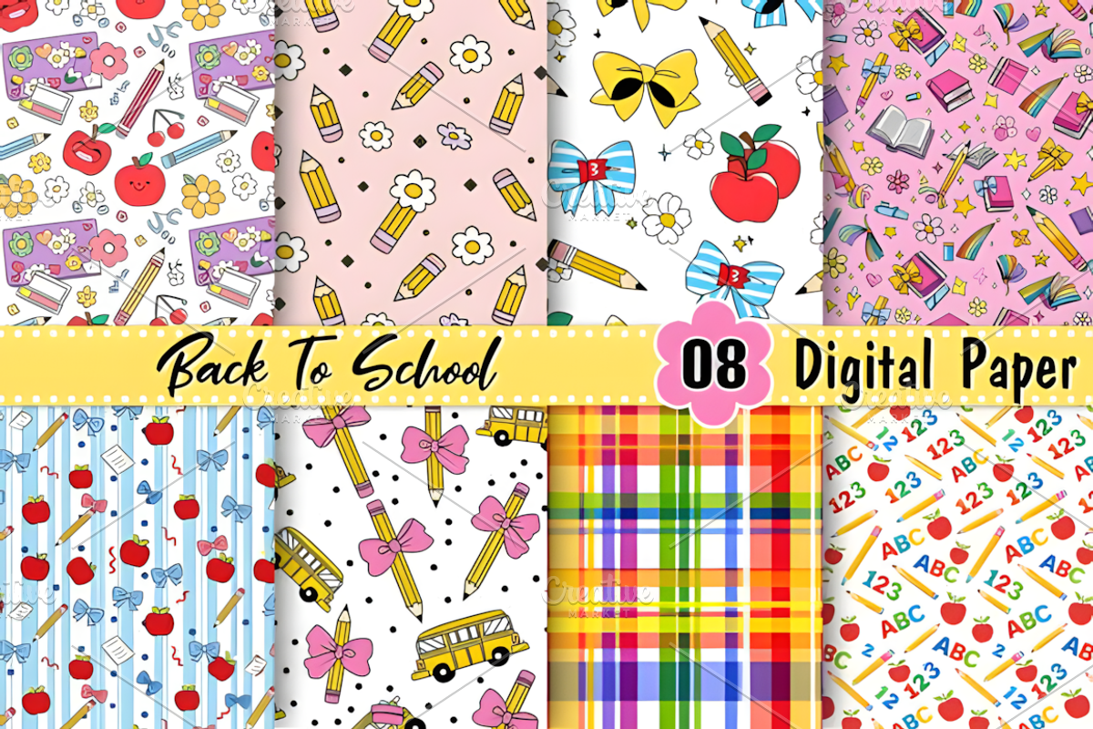 Back to School Digital Paper, a Pattern Graphic by Coco Bloom (Photo 1 of 3)