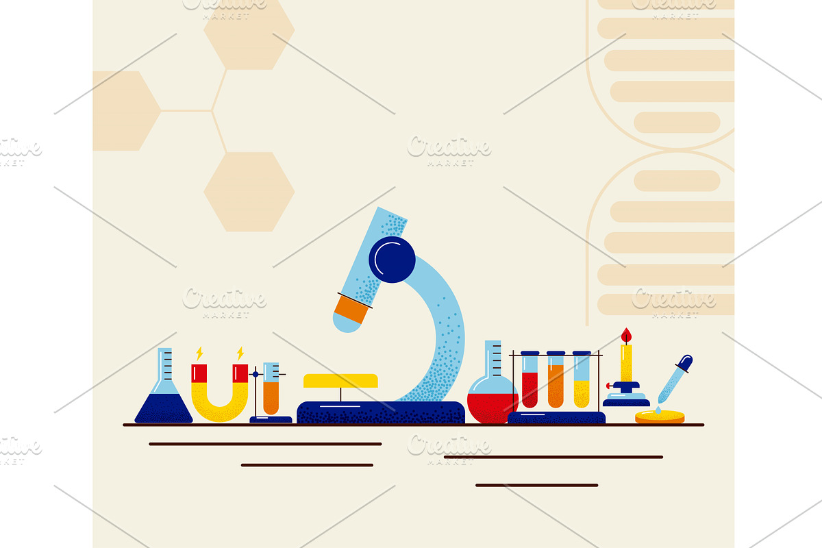 dna laboratory icons, an Illustration by studiogstock