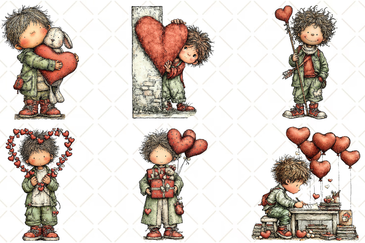 Quirky Valentine Boy Clipart, an Illustration by Black Bird Studio (Photo 5 of 6)
