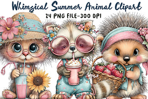 Whimsical Summer Animal Clipart, an Icon by Libby Wishes