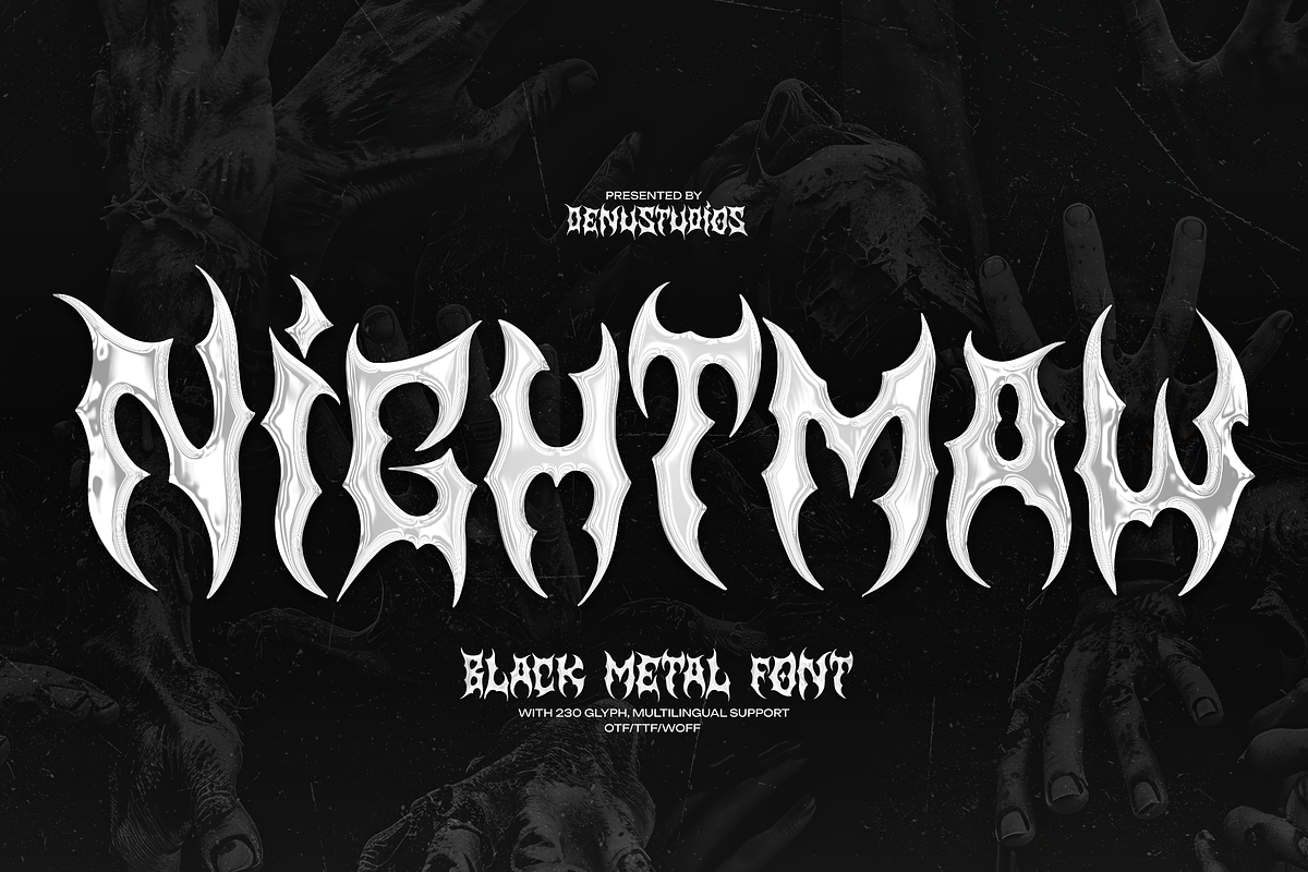 Nightmaw | Black Metal Font, a Blackletter Font by Denustudios (Photo 1 of 11)