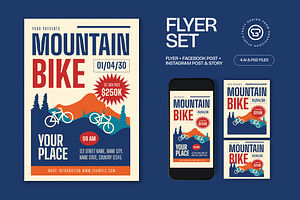 Blue Bold Mountain Bike Flyer Set, a Flyer Template by graphicook