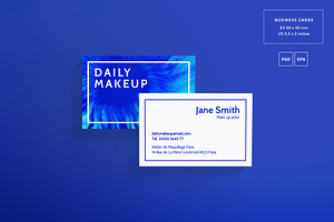 Business Cards Makeup Blue