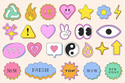 CARTOON STICKERS SET Y2K DESIGN, a Pattern Graphic by craftlove (Thumbnail 8 of 10)