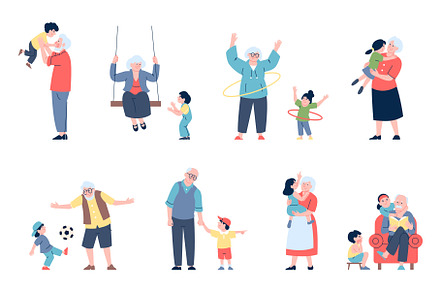Grandparents with grandkids. Family, a Graphic by LadadikArt