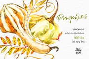 Pumpkins watercolor collection, a Food Illustration by Ann Astro (Thumbnail 9 of 17)