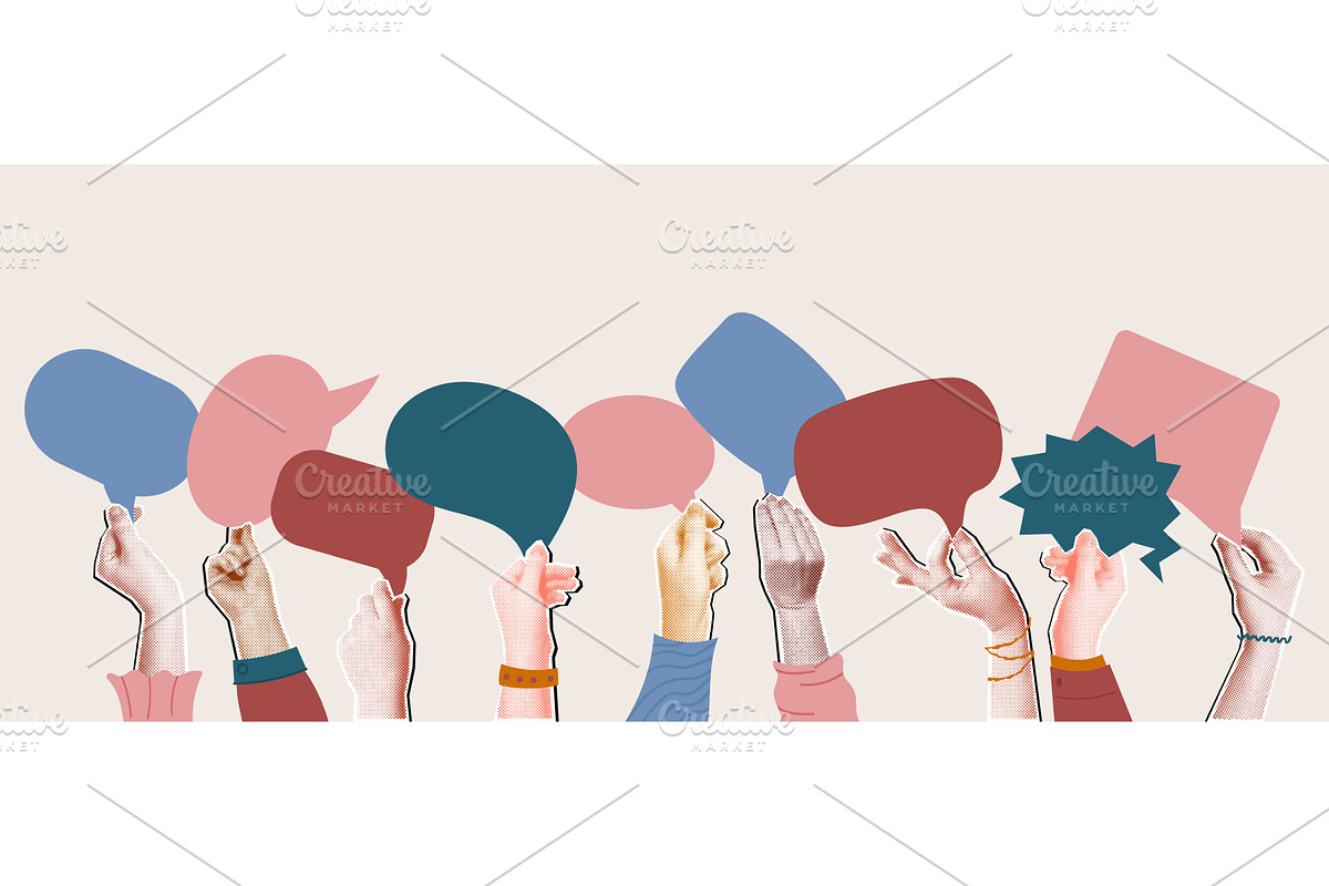 Community opinions collage. Raised, an Illustration by winwin.art