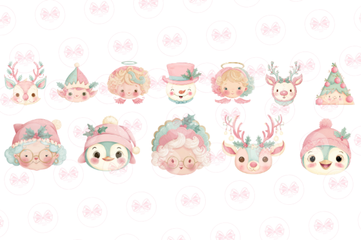 Cute Christmas Heads Clipart, a Graphic by Markicha Art (Photo 2 of 7)
