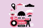 Rain Music Vector Flat Design, an Illustration by danjazzia (Thumbnail 2 of 4)