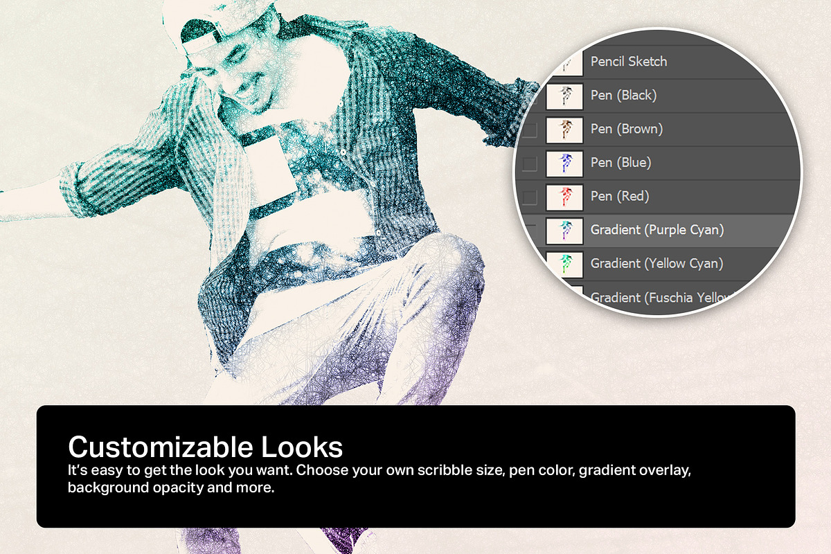 AI Scribble Art Photoshop Actions, an Action Add-On by SparkleStock (Photo 4 of 9)