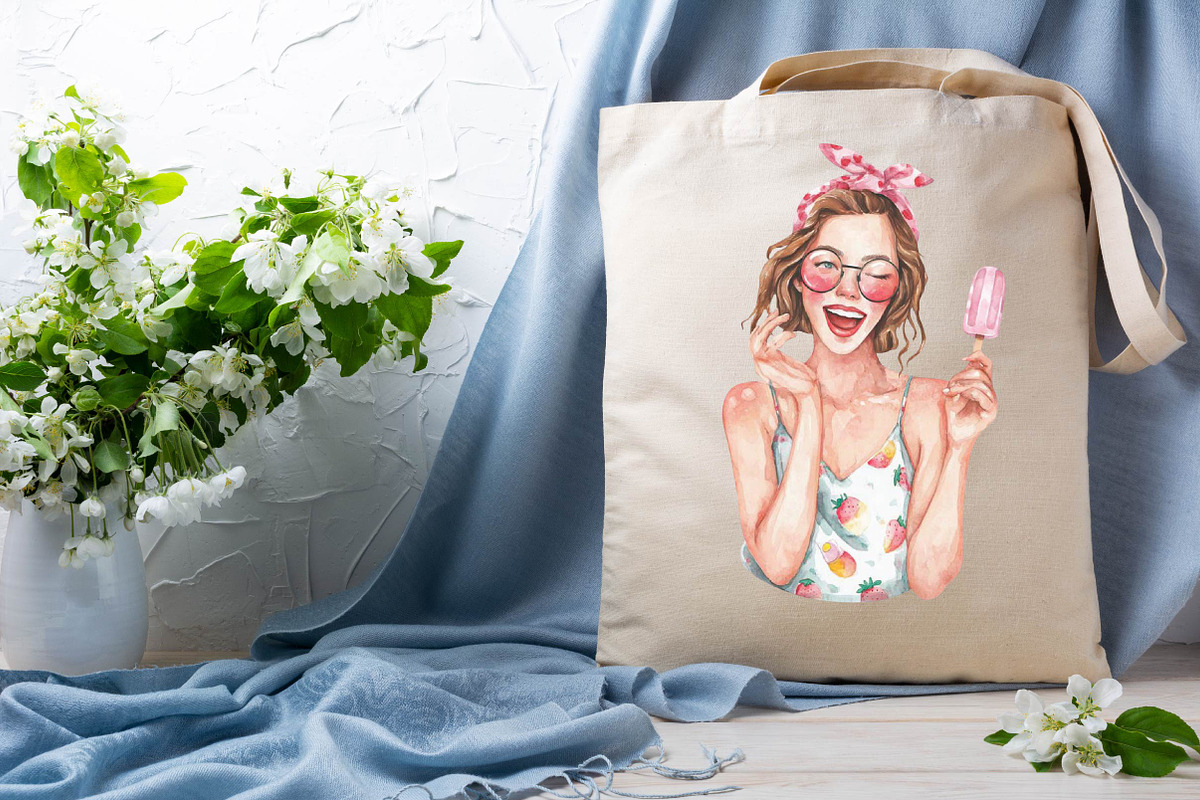 Watercolor Girly Summer Clipart, an Illustration by SVGArt (Photo 9 of 9)