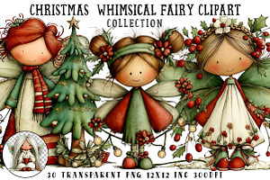 Christmas  Whimsical Fairy Clipart, an Illustration by OK Design