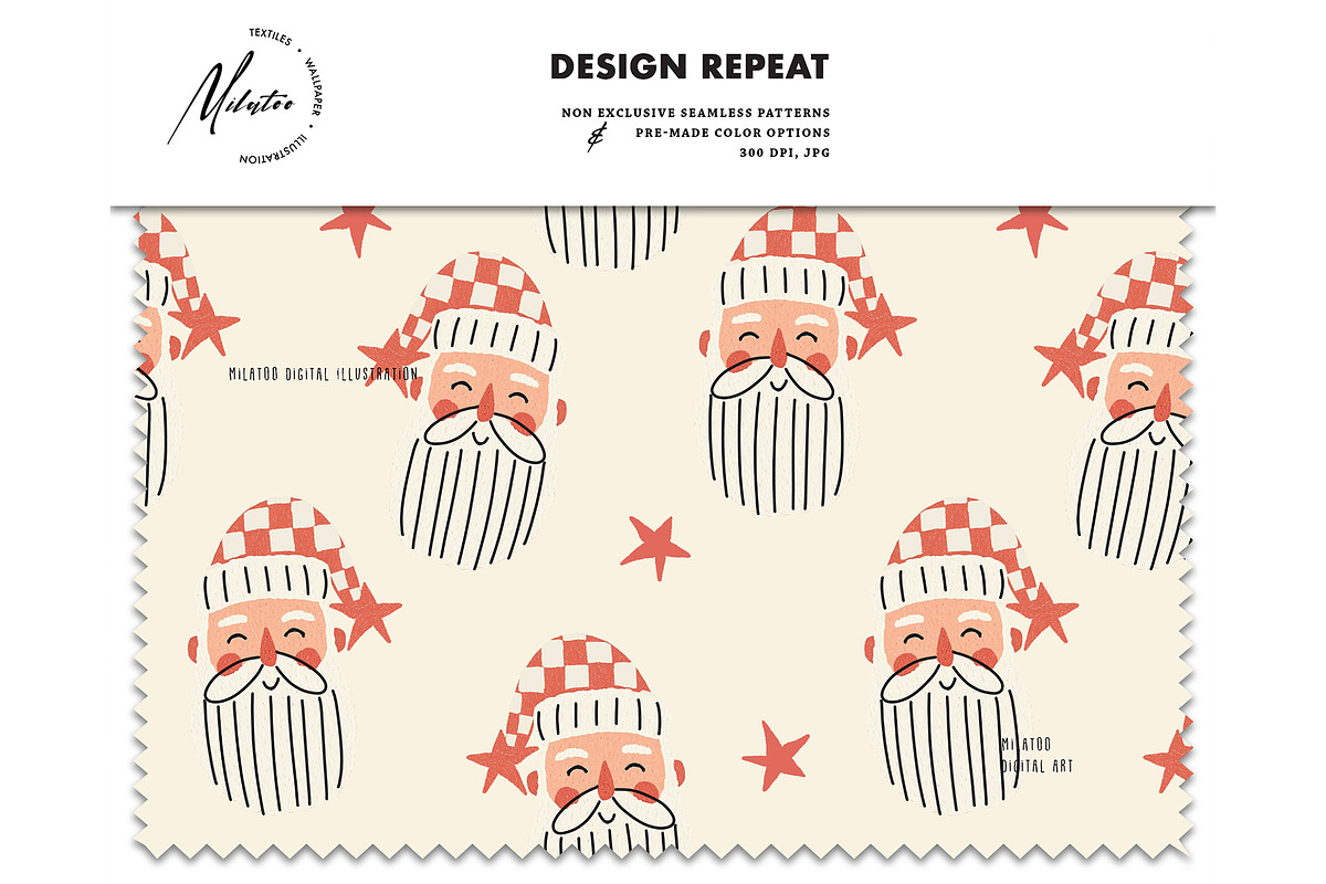 Merry Christmas - Santa Face pattern, a Pattern Graphic by Milatoo (Photo 4 of 5)