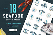 18 Seafood Logos & Badges, a Branding & Logo Template by Vasya Kobelev (Thumbnail 1 of 9)