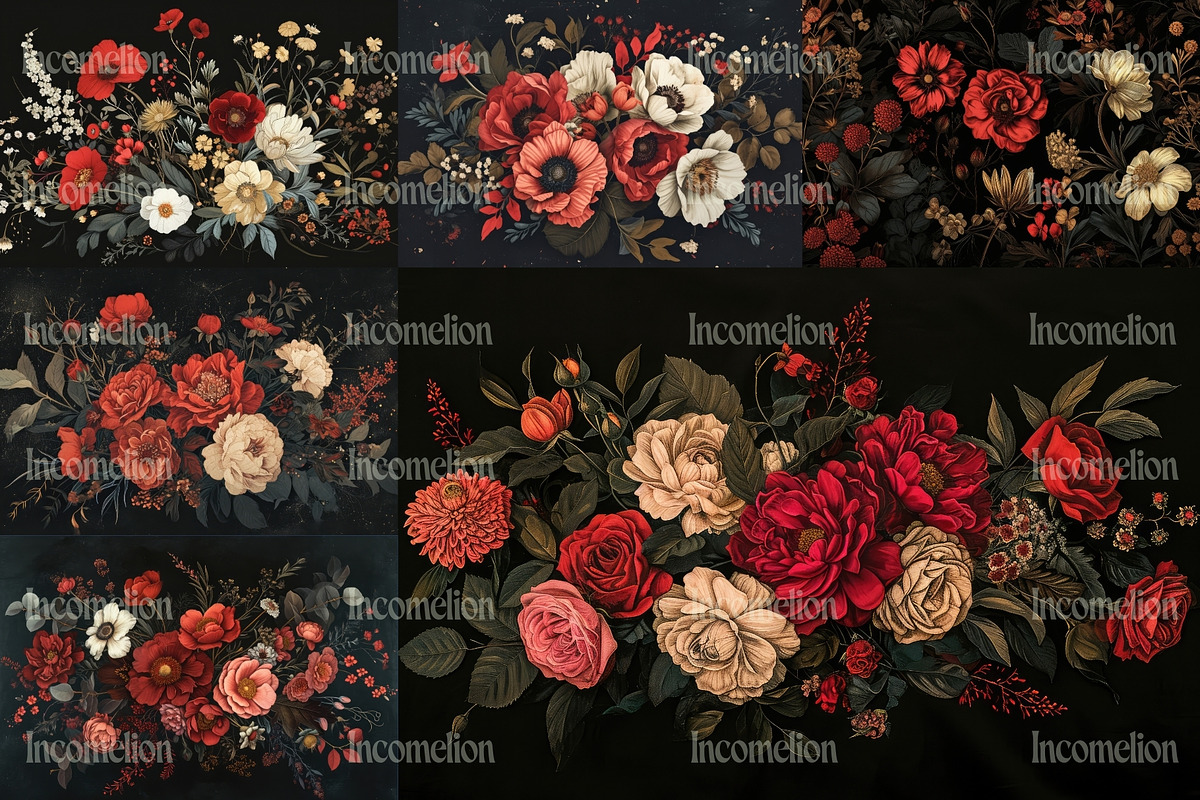 15 Dark Botanical Backgrounds, a Wallpaper Graphic by Incomelion (Photo 5 of 6)