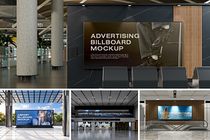 Airport Advertising Billboard Mockup