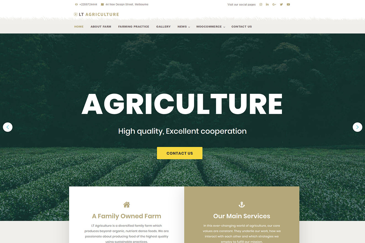 LT Agriculture Onepage WordPress, a WordPress Template by LTheme (Photo 1 of 2)