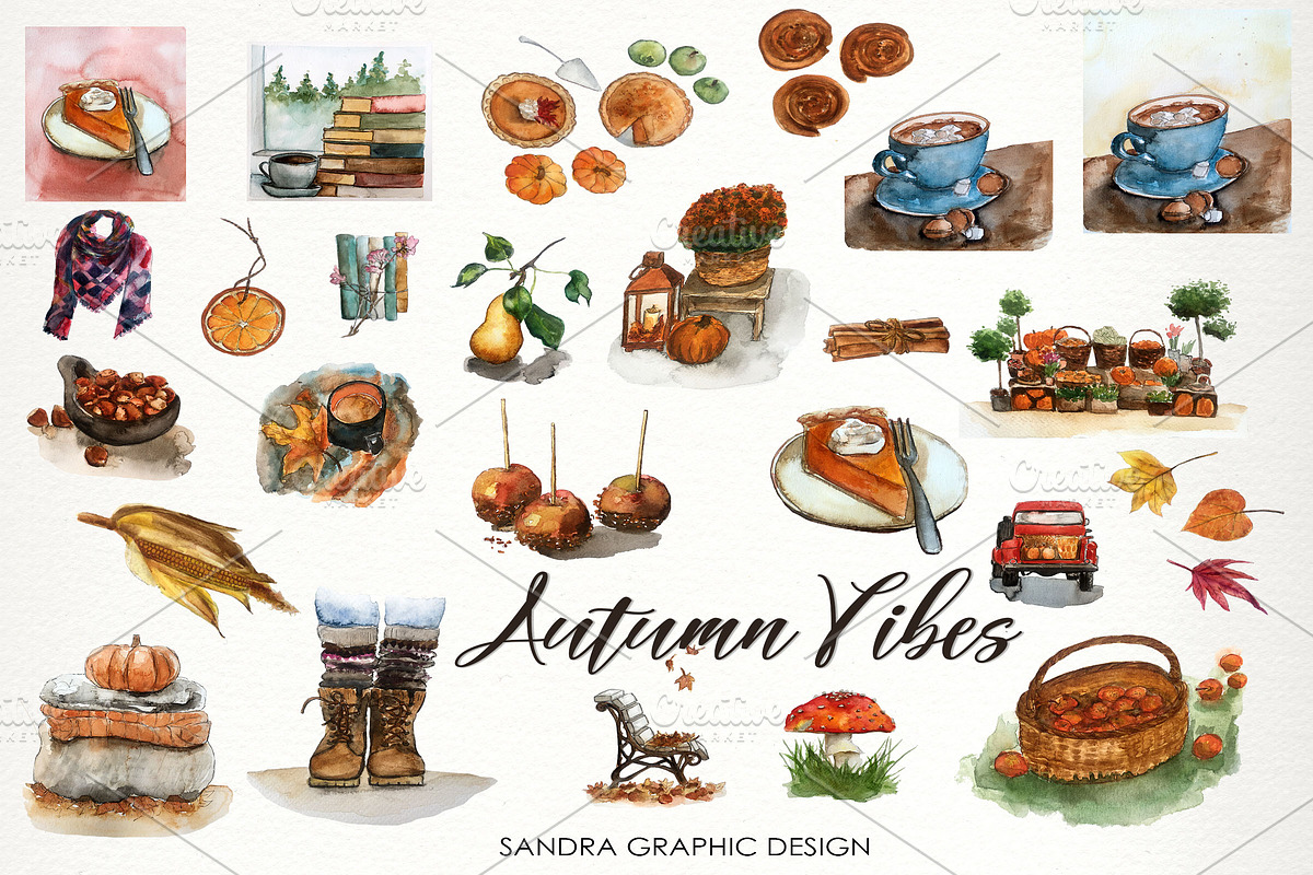 Autumn Vibes Clip Art Set, an Illustration by SandraGraphicDesign (Photo 3 of 10)