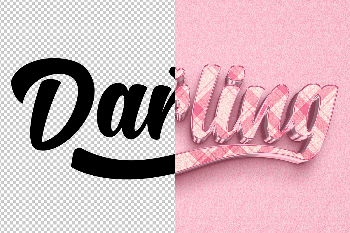 Darling 3D editable text effect, a Layer Style Add-On by Hello Muh (Photo 2 of 2)