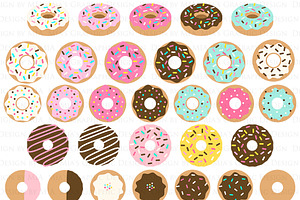 Yummy Donut Clipart Pattern Set