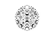 Moon Phase Mandala SVG Bundle, an Illustration by yasushie (Thumbnail 10 of 31)