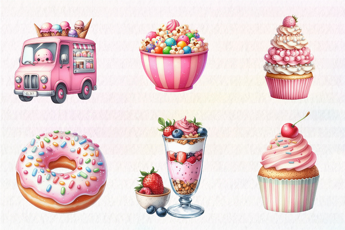 Watercolor Sweets Clipart, an Illustration by CreationArt (Photo 3 of 5)