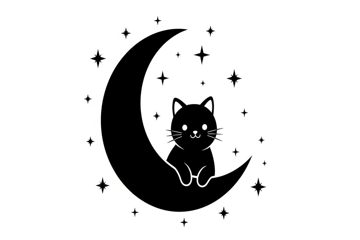 50 Cat Moon Silhouette Vector Bundle, an Illustration by jahid234 (Photo 3 of 51)