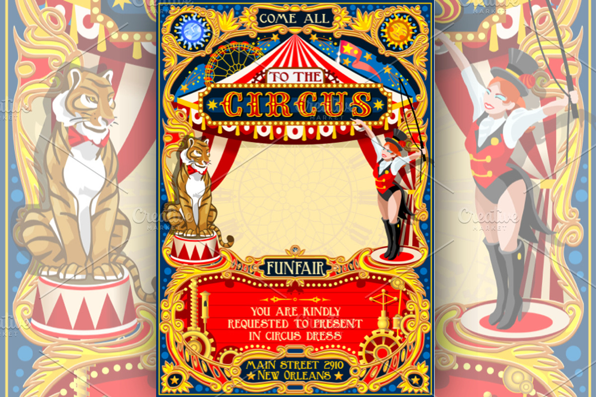 Circus Funfair Carnival Poster Theme, a Person Illustration by Aurielaki Stock Images