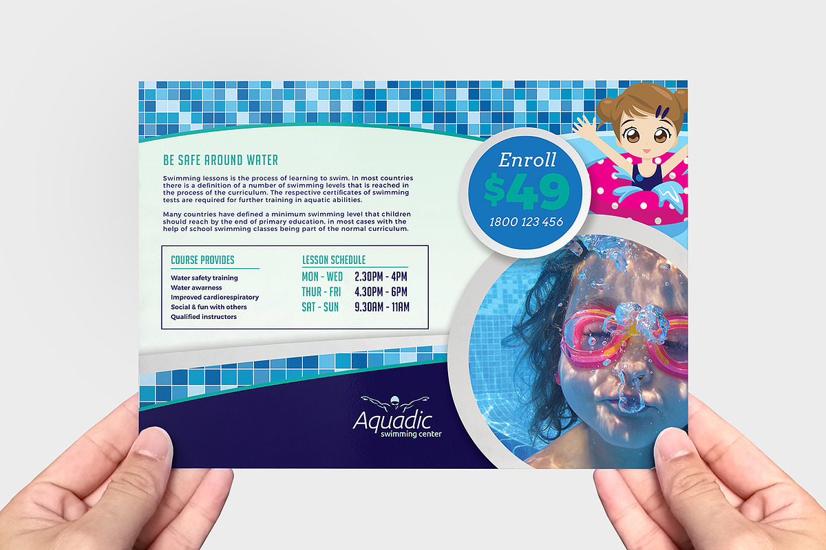 Swimming Pool Flyer Template, a Flyer Template by BrandPacks