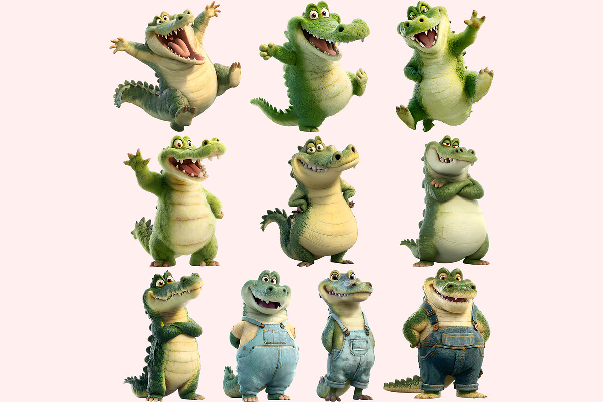 Funny Crocodile Clipart PNG Bundle, a Graphic by M9 Design (Photo 7 of 9)