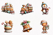 Gingerbread Christmas Clipart Bundle, a Seasonal Illustration by fashionaddict (Thumbnail 3 of 7)
