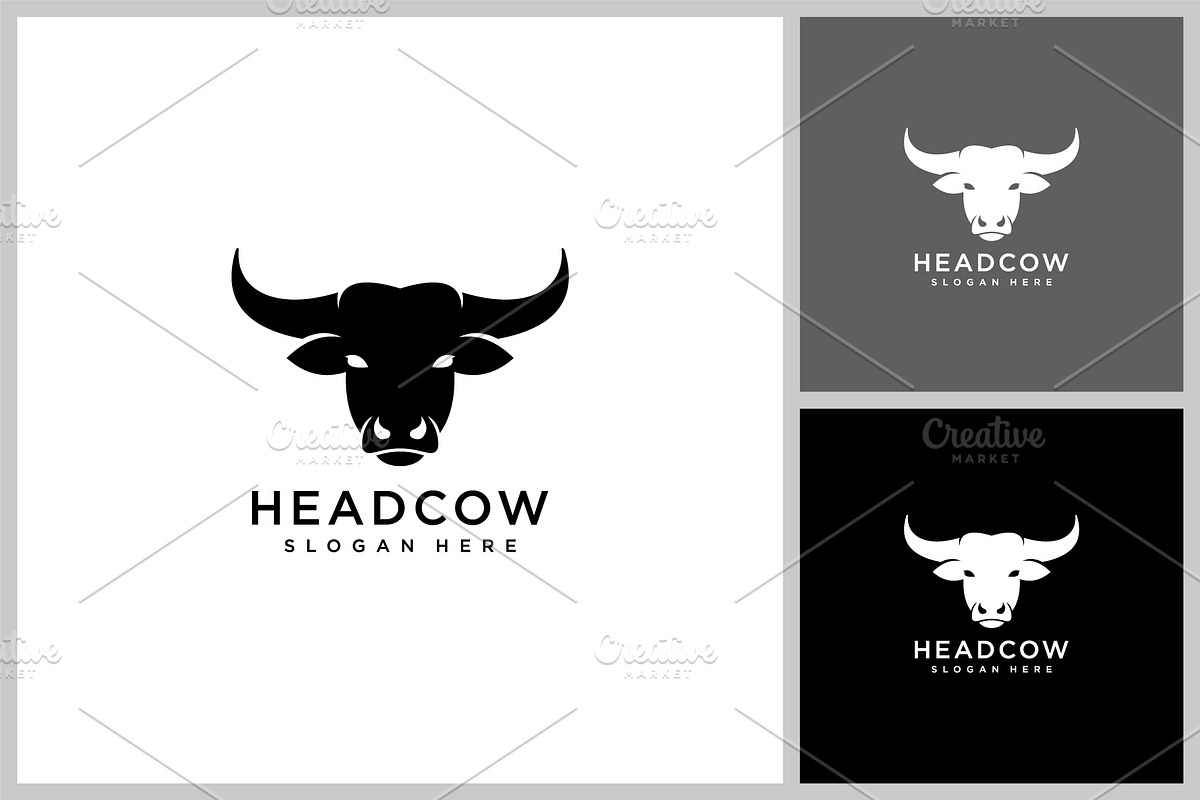 cow head silhouette logo vector, a Branding & Logo Template by quadrazo